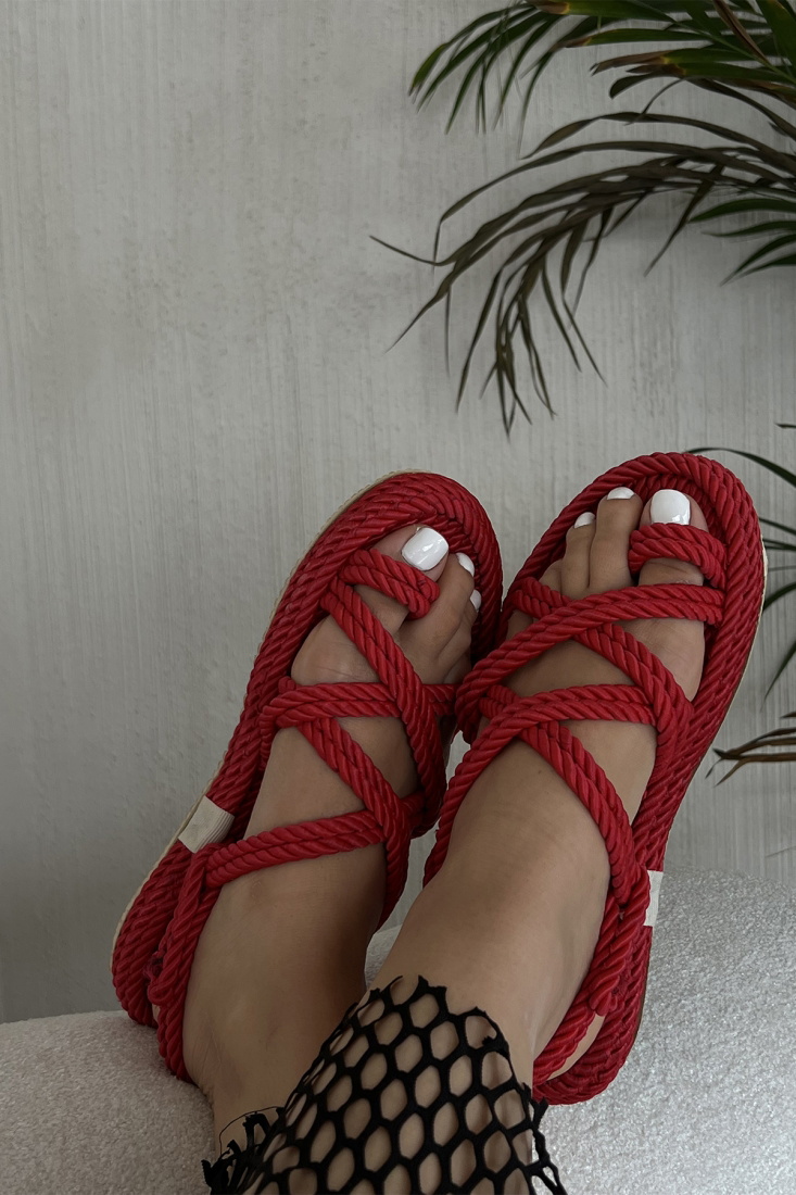 Red Wicker Sandals ATEL36 - EYYO