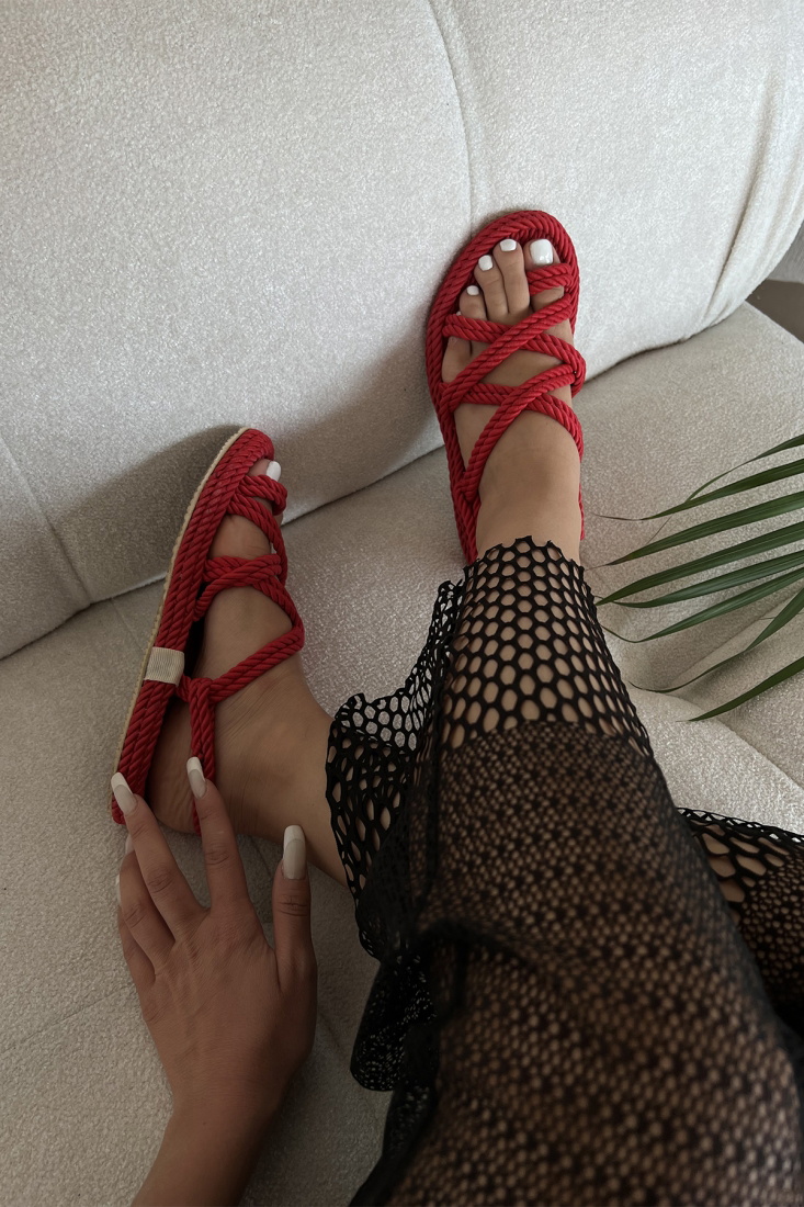 Red Wicker Sandals ATEL36 - EYYO