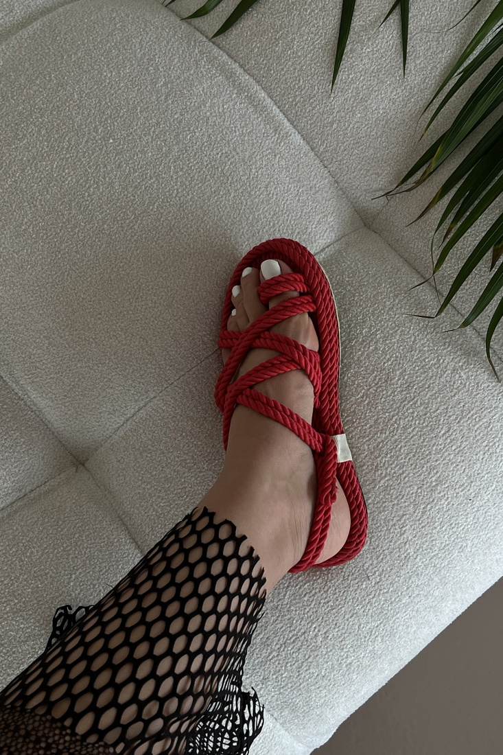 Red Wicker Sandals ATEL36 - EYYO