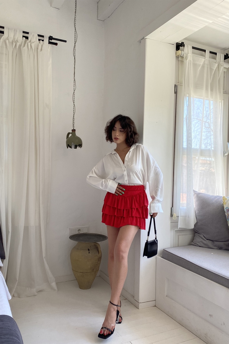 Red Frilly Skirt ATE1421 - TİLLE
