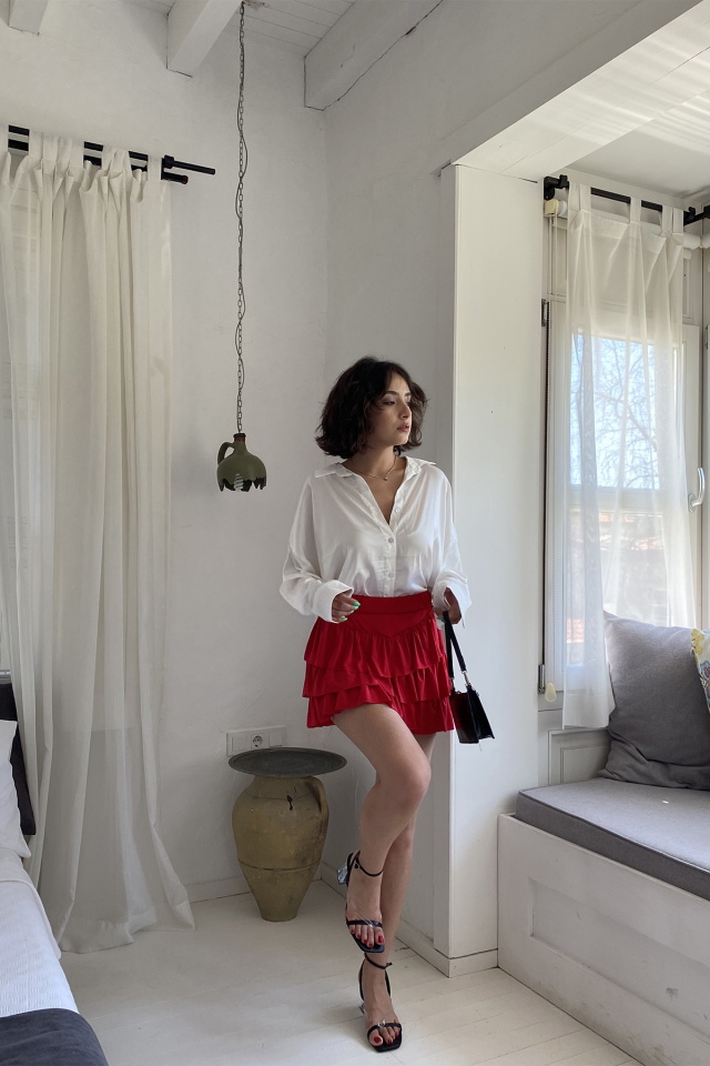 Red Frilly Skirt ATE1421 - 2