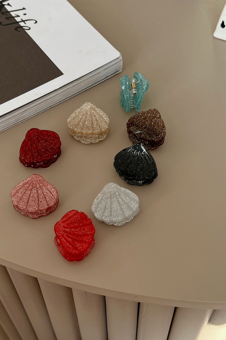 Renkli Deniz kabuğu 8'li Mini Mandal Toka seti Ak89 - EYYO