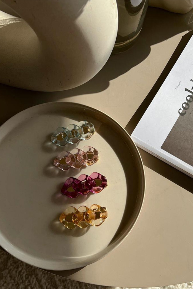 Renkli Zincir Görünümlü 4'lü Kıskaçlı Toka Seti Ak128 - EYYO