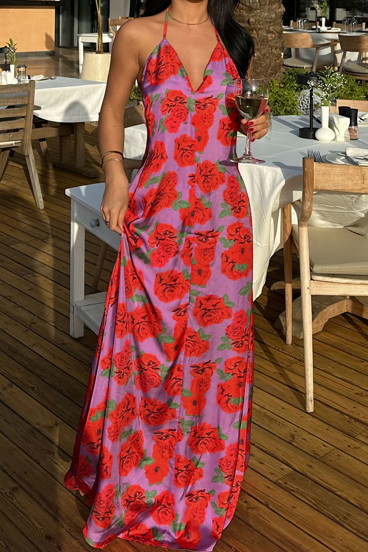 Rosalyn Derin Sırt Dekolteli Uzun Elbise ATE-1048 - EYYO