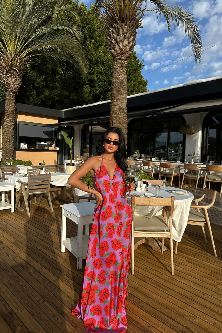 Rosalyn Derin Sırt Dekolteli Uzun Elbise ATE-1048 - EYYO