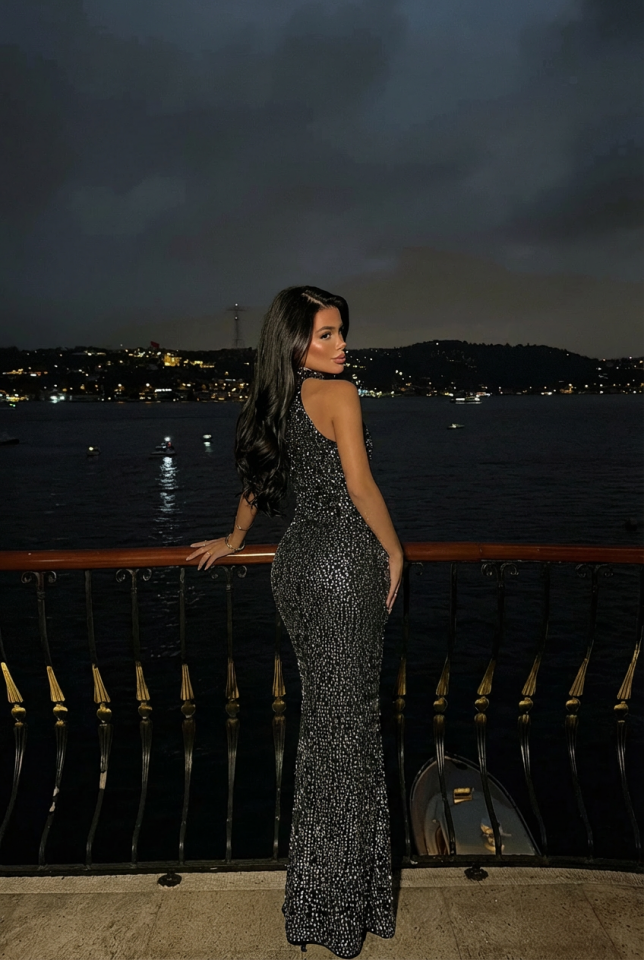 Rose Gold Shion Payetli Elbise ATE-3484 - 2