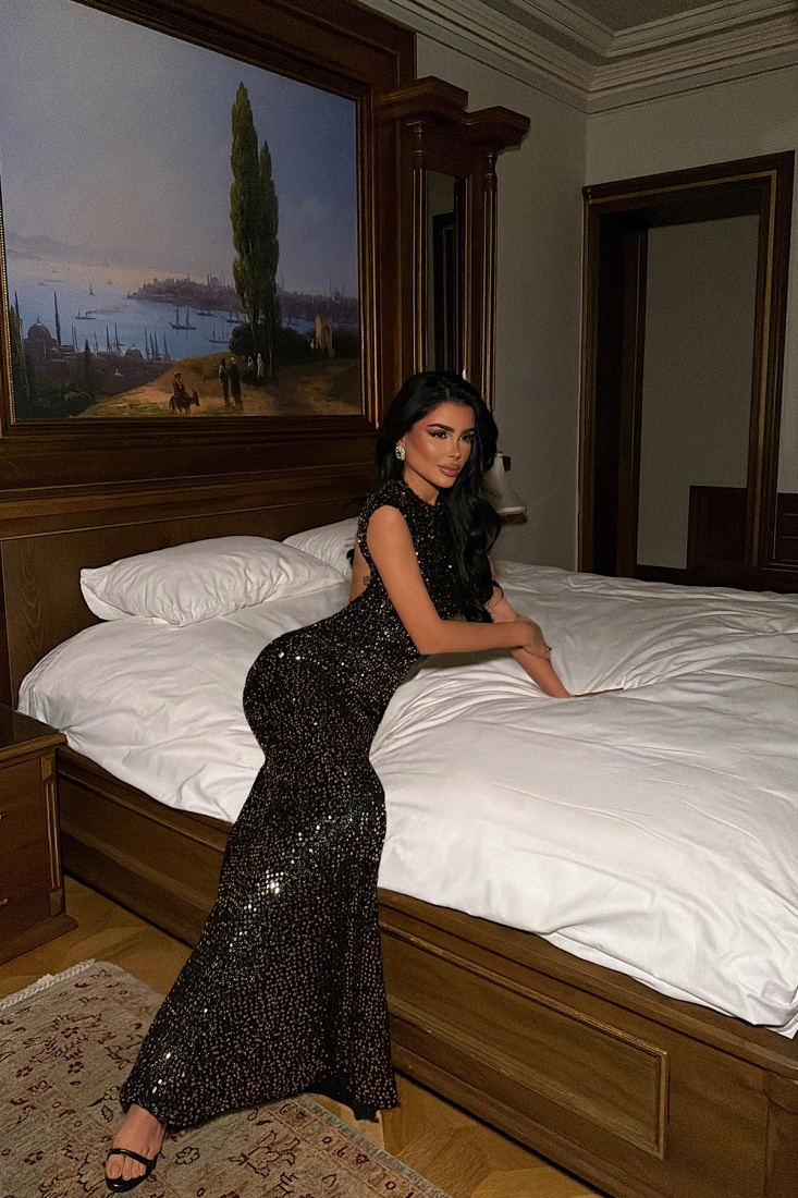 Rose Gold Pul Detay Uzun Elbise ATE-4468 - EYYO