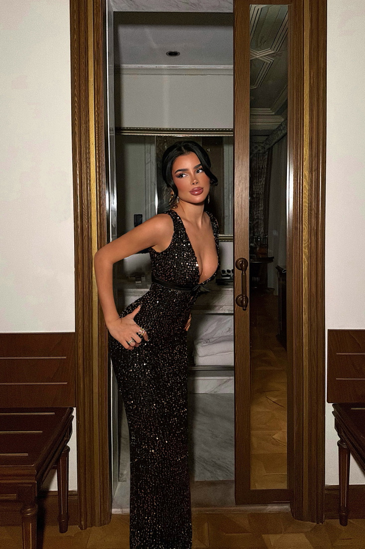 Rose Gold Loretta Uzun Payetli Elbise ATE-4550 - EYYO