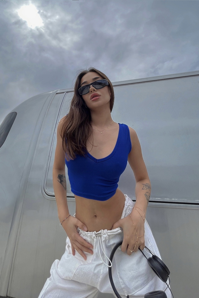 Saks Askılı Basic Crop Top