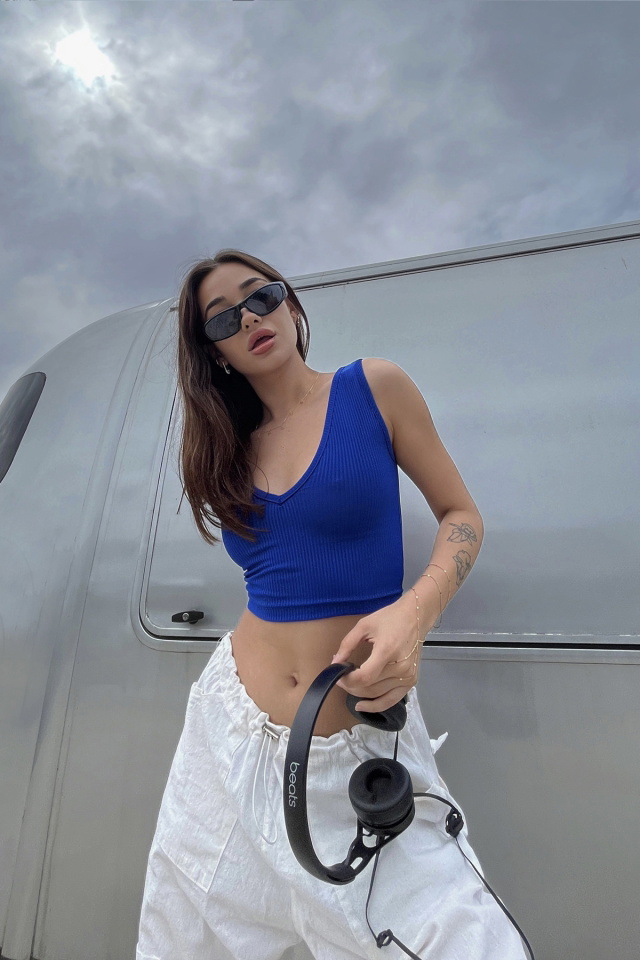 Saks Askılı Basic Crop Top