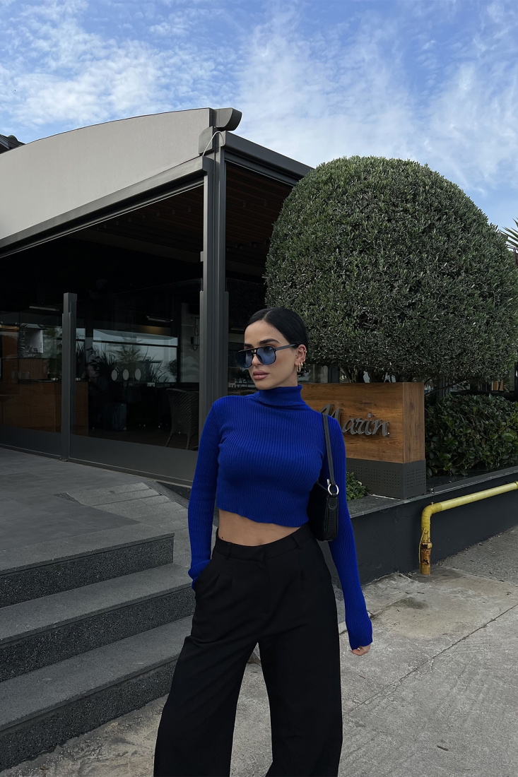 Saks Boğazlı Triko Kazak ATE2813 - EYYO