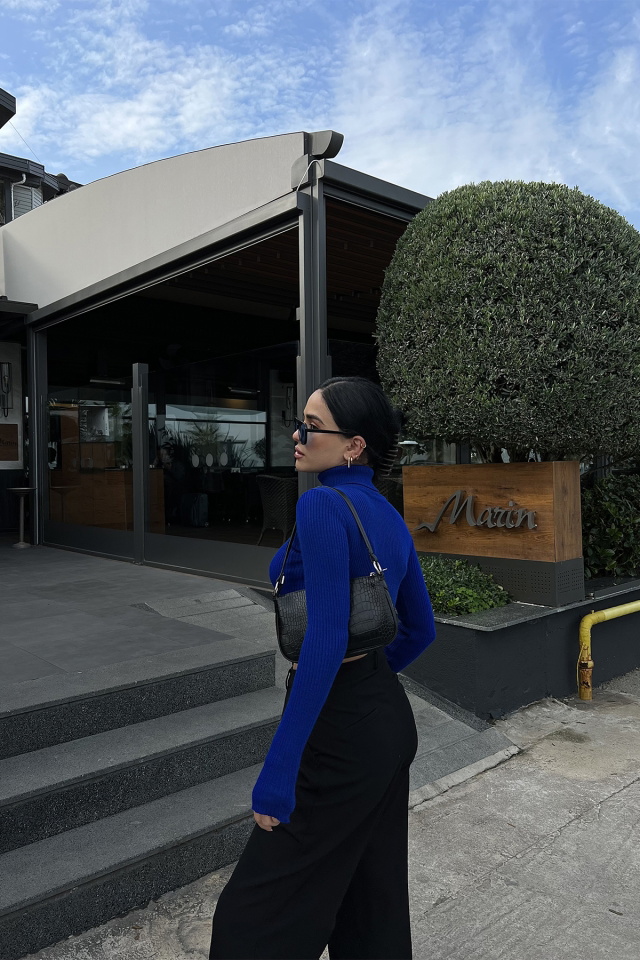 Saks Boğazlı Triko Kazak ATE2813 - 3