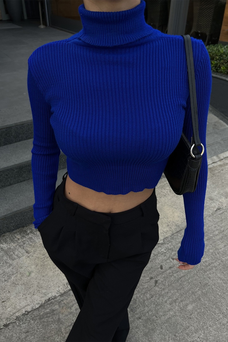 Saks Boğazlı Triko Kazak ATE2813 - EYYO