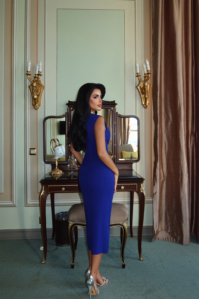 Saks Ribbed Taşlı Elbise ATE-3761 - 5
