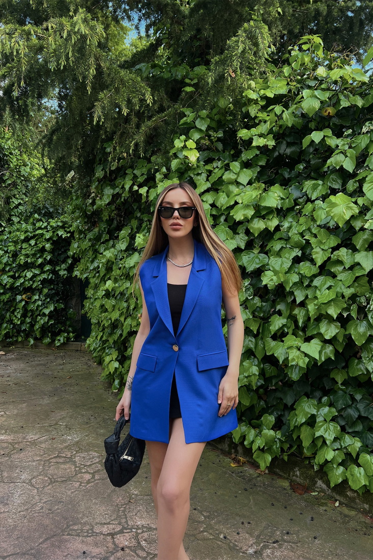 Saks Cep Detay Önü Düğmeli Yelek ATE6633 - EYYO