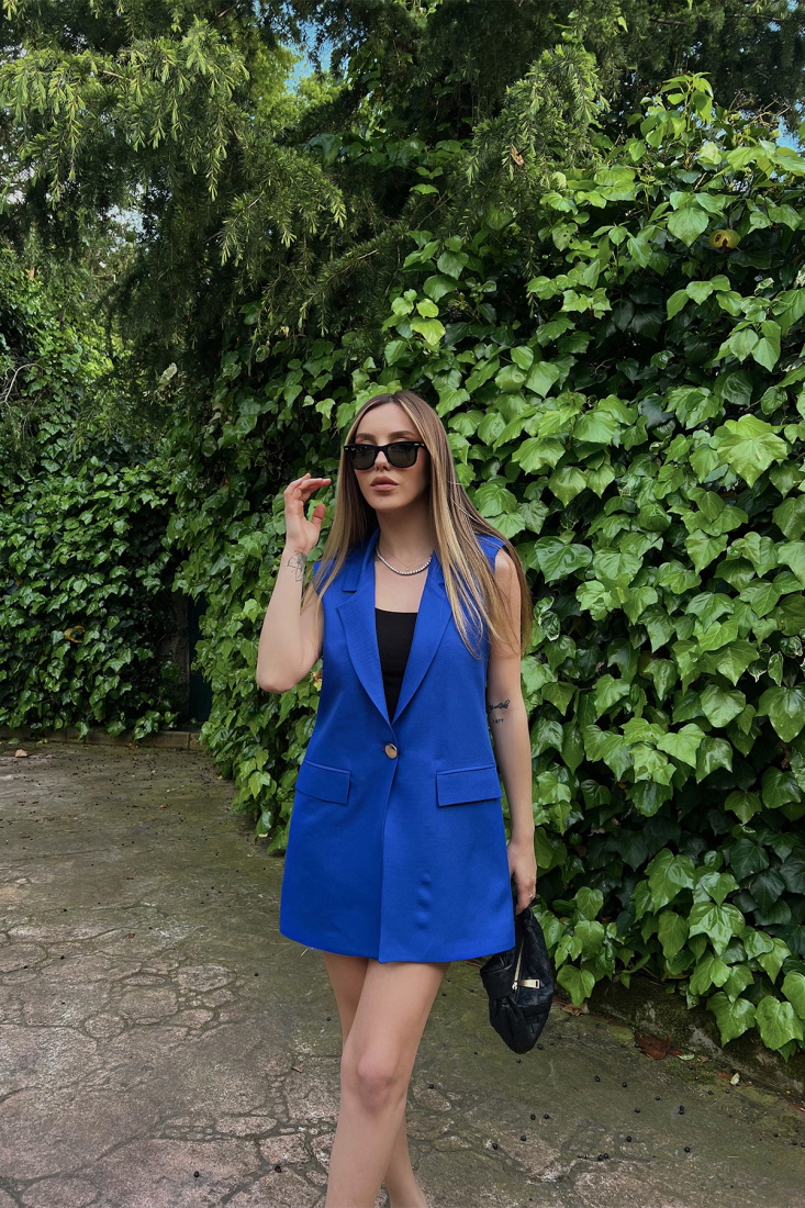 Saks Cep Detay Önü Düğmeli Yelek ATE6633 - EYYO