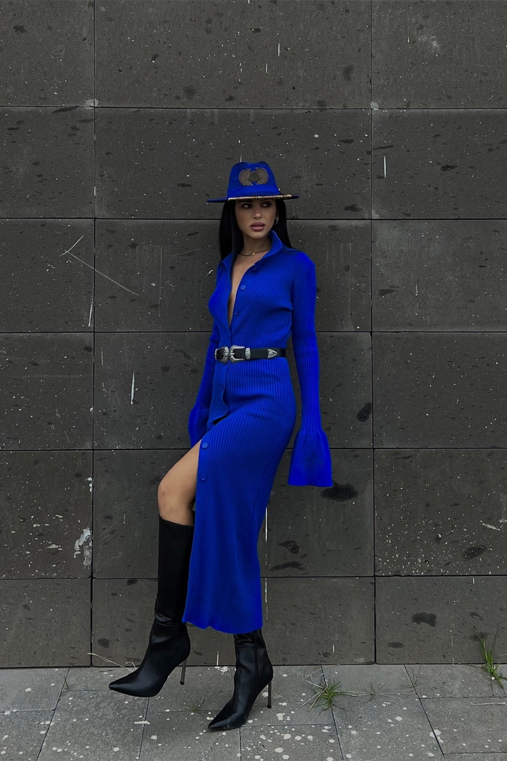 Saks Gömlek Yaka Elbise ATE2462 - EYYO