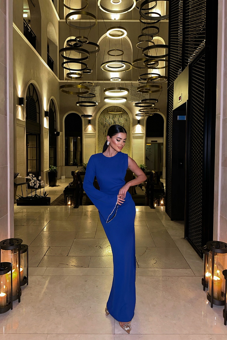 Saks Jack Tek Kol Uzun Elbise ATE-0934 - EYYO