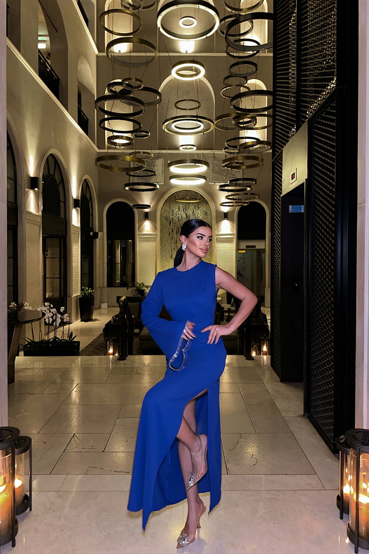 Saks Jack Tek Kol Uzun Elbise ATE-0934 - EYYO