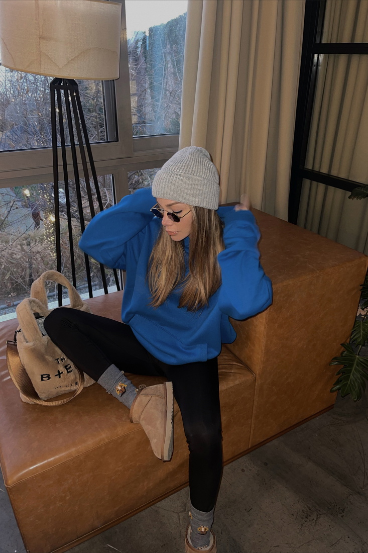 Saks Kapşonlu Oversize Sweat ATE3161 - EYYO