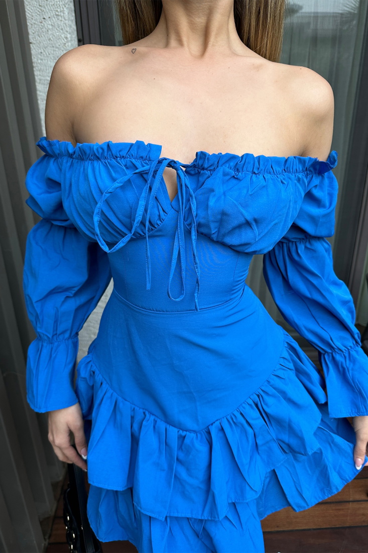 Saks Önden Bağlamalı Elbise ATE6155 - EYYO