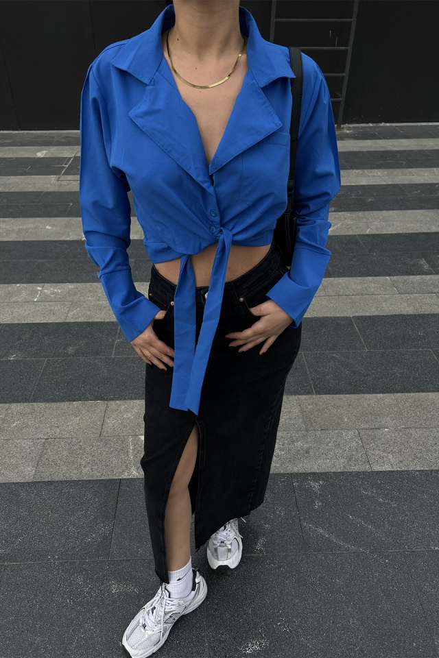 Saks Önden Bağlamalı Gömlek ATE4182 - 2