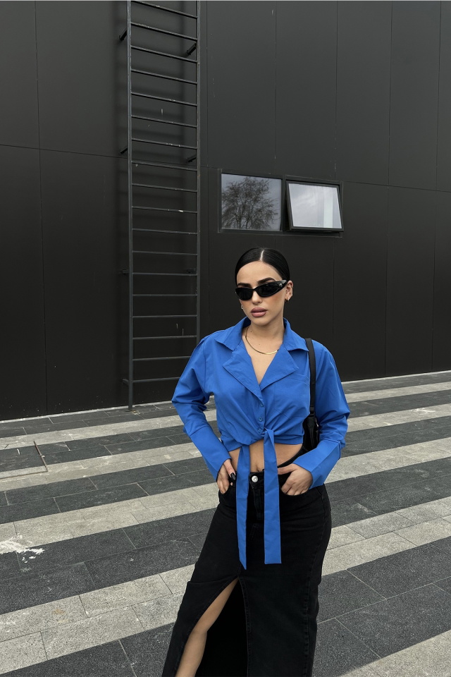 Saks Önden Bağlamalı Gömlek ATE4182 - 1