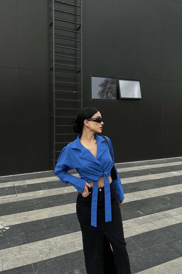 Saks Önden Bağlamalı Gömlek ATE4182 - 3