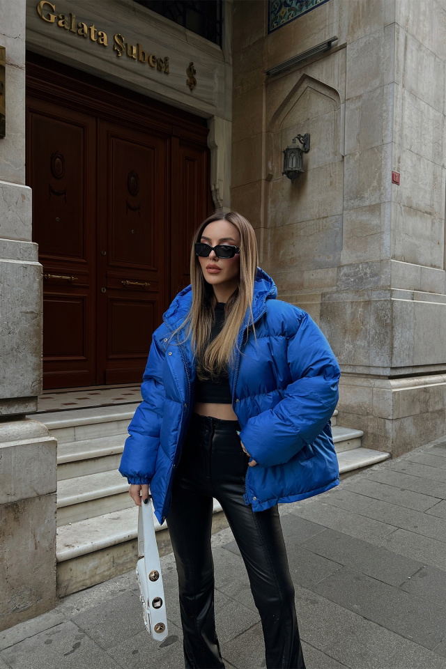 Saks Şişme Kapşonlu Mont ATE3490 - 4