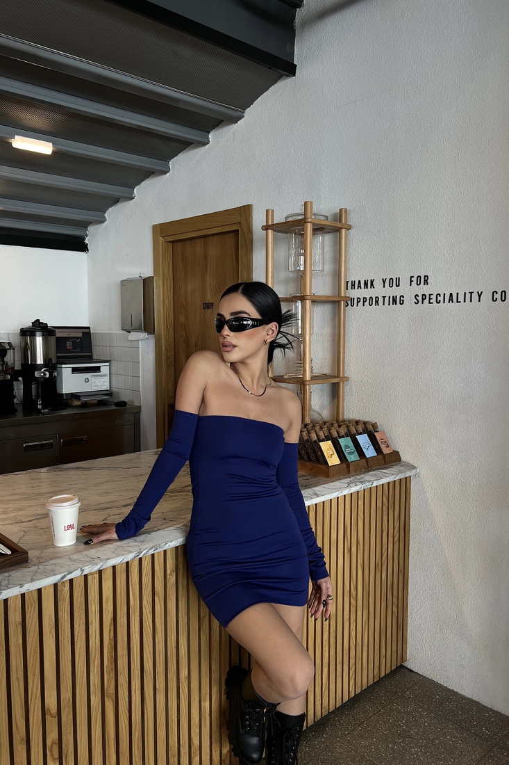 Saks Straplez Mini Elbise ATE3920 - EYYO