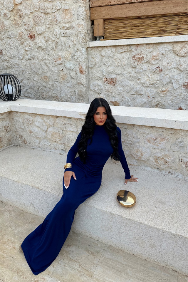 Lacivert Electra Elbise ATE-1453 - 4