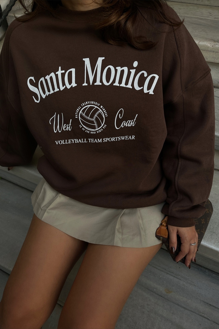 Santa Monica Baskılı Sweat ATE2371 - EYYO