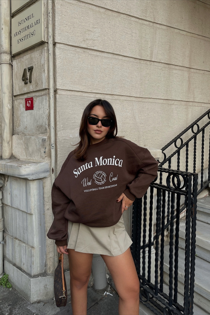 Santa Monica Baskılı Sweat ATE2371 - EYYO