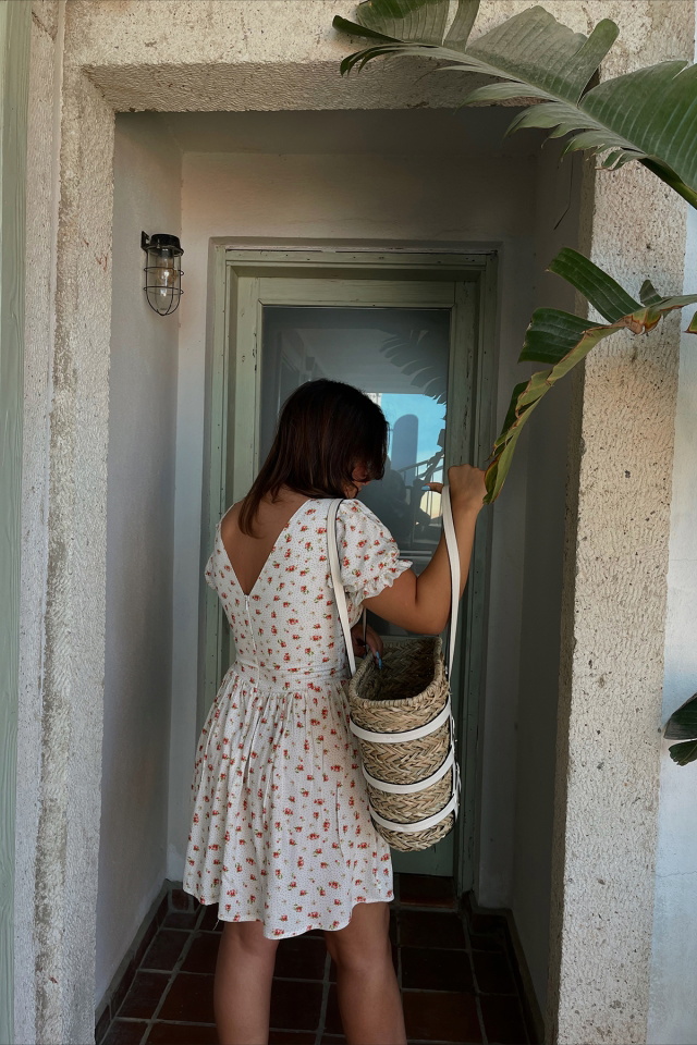 Santorini Floral Pattern Dress ATE1640 - 4