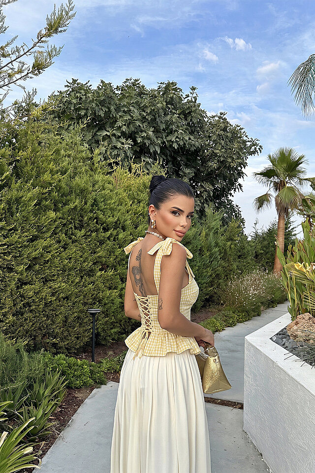 Sarı Askılı Crop Top ATE-5748 - 3