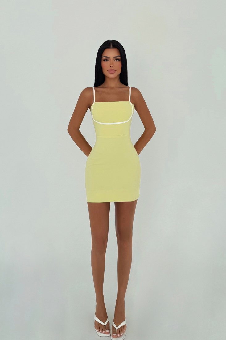 Sarı Orelia Mini Elbise ATE-3438 - EYYO