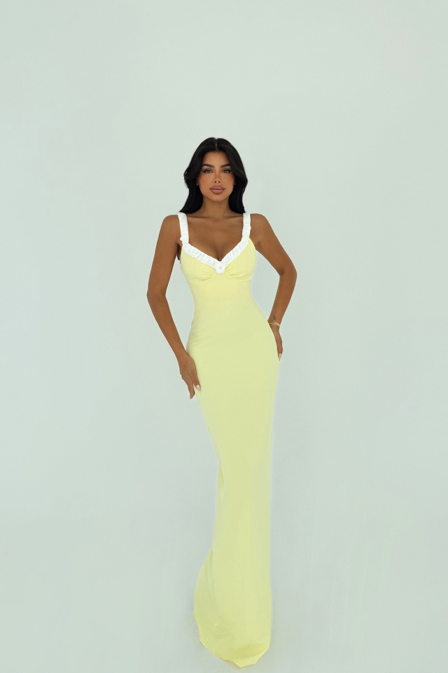 Sarı Cordelia Uzun Elbise ATE-3019 - 7