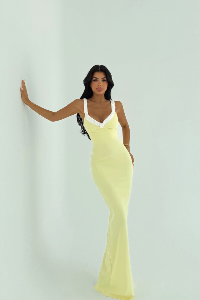 Sarı Cordelia Uzun Elbise ATE-3019 - 6
