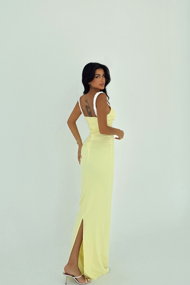 Sarı Cordelia Uzun Elbise ATE-3019 - 8