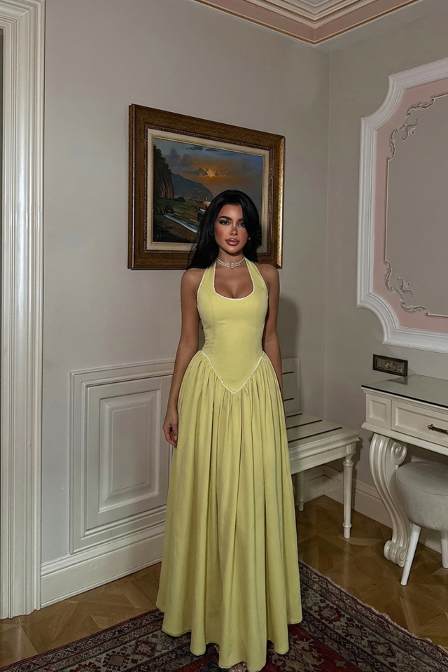 Sarı Neyela Elbise ATE-3459 