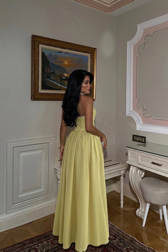 Sarı Neyela Elbise ATE-3459 - 2