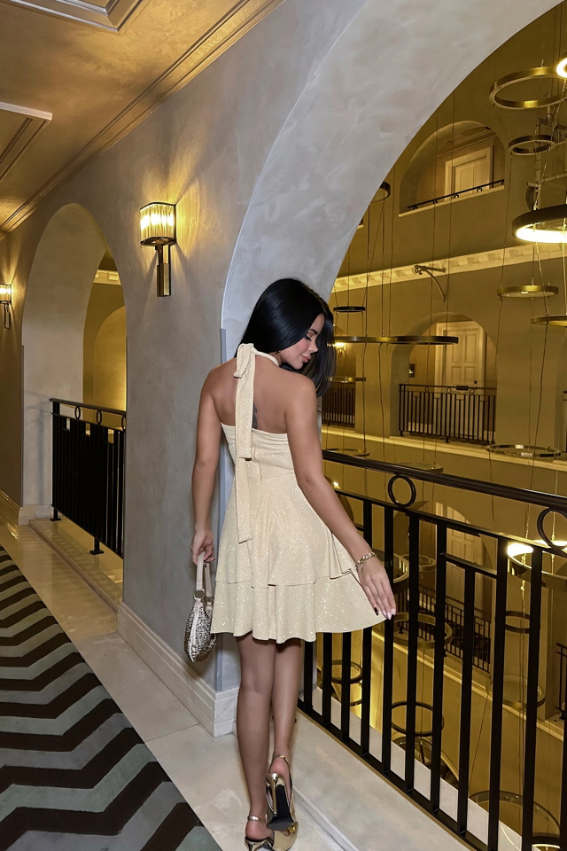 OLIVIA Sarı Bağlamalı Elbise ATE-0484 - 5