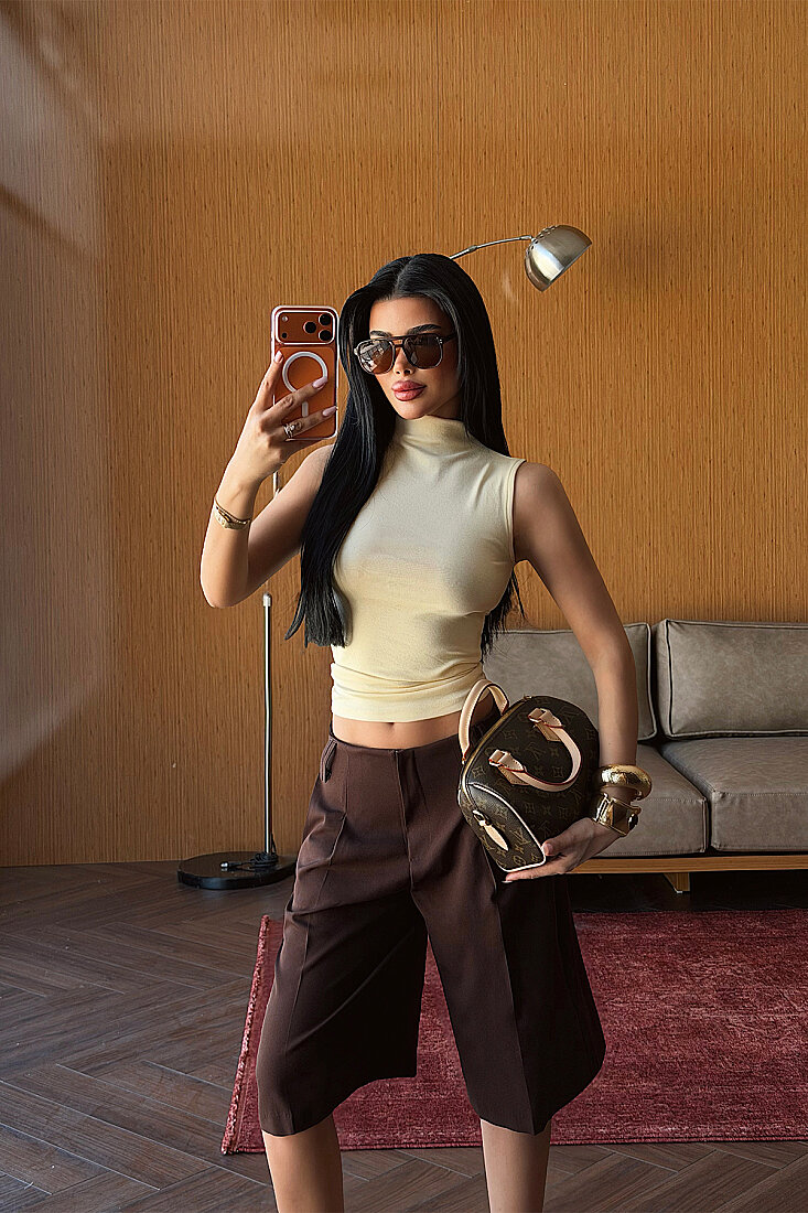 Sarı Basic Crop Top ATE-5136 - EYYO
