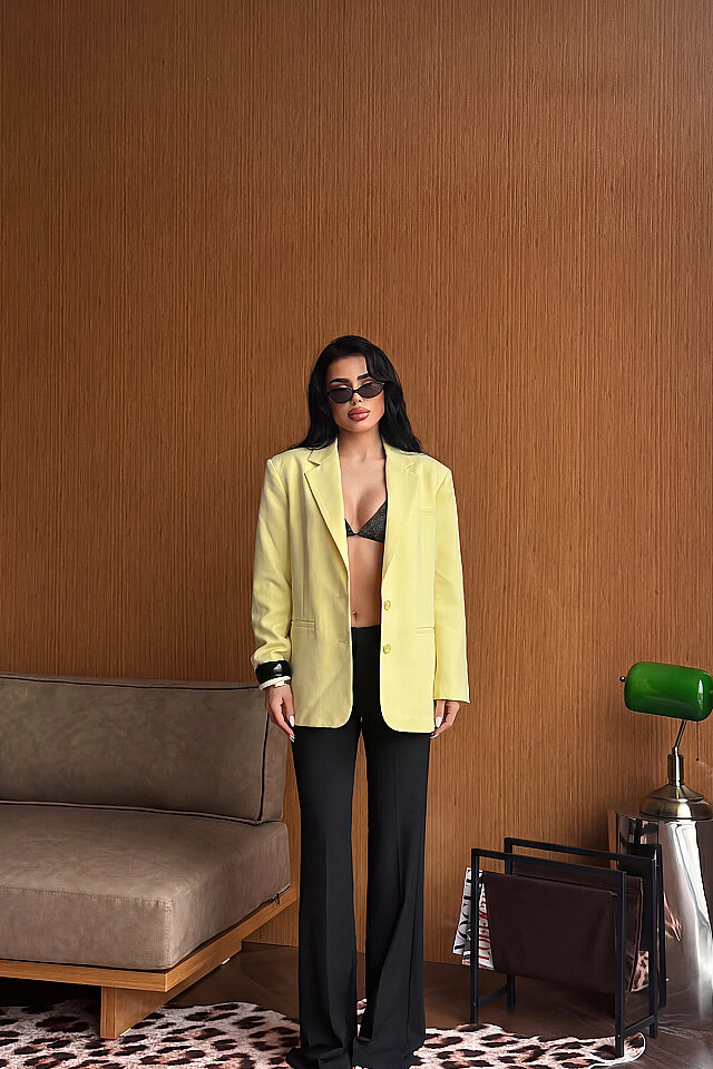 Sarı Sidrit Oversize Blazer - 
