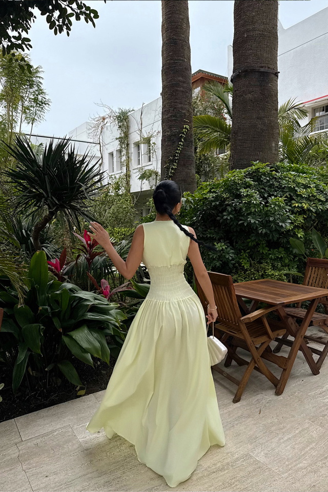 Sarı Emilie Uzun Elbise ATE-2342 - 5