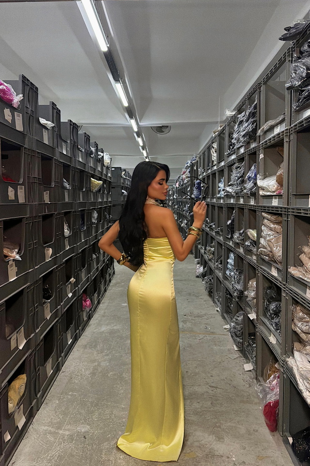 Sarı Qisi Elbise ATE-4799 - 6