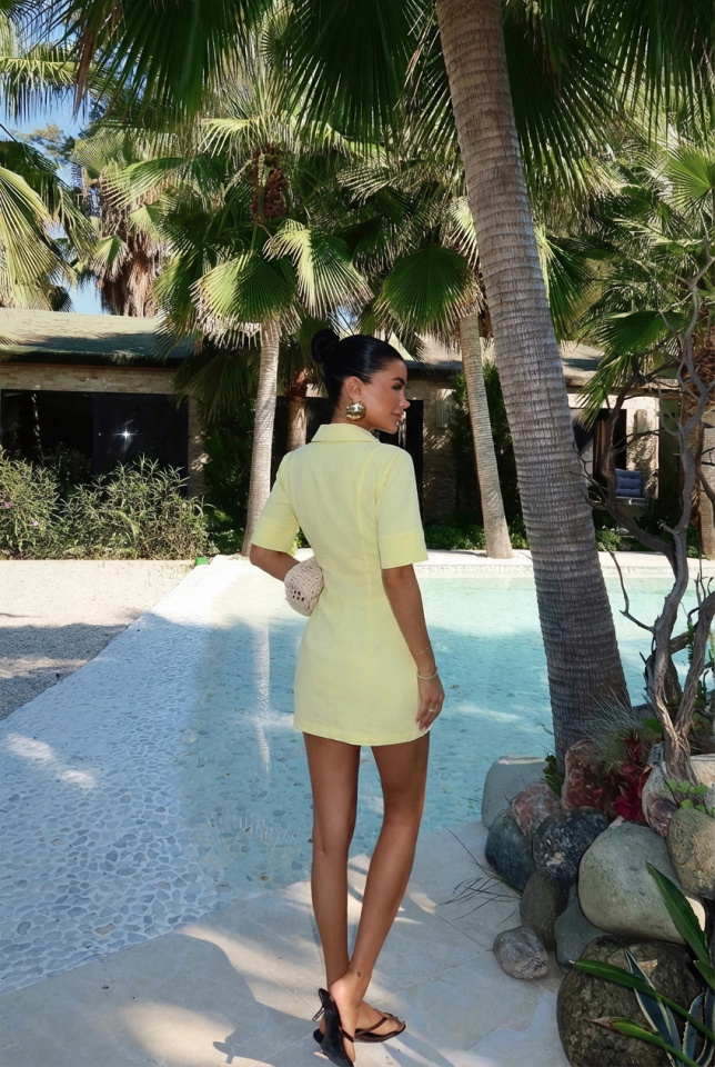 Sarı Gömlek Yaka Elbise ATE-2026 - 2