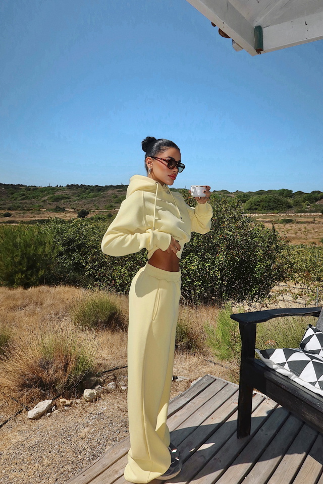 Sarı Scarf Kapşonlu Eşofman Takım ATE-3696 - 3