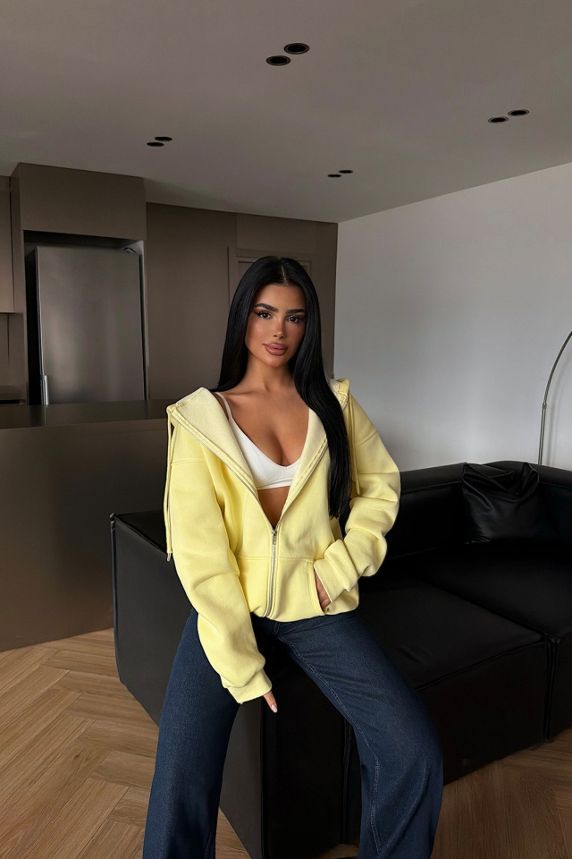 Sarı Medias Kapüşonlu Hırka ATE-4863 