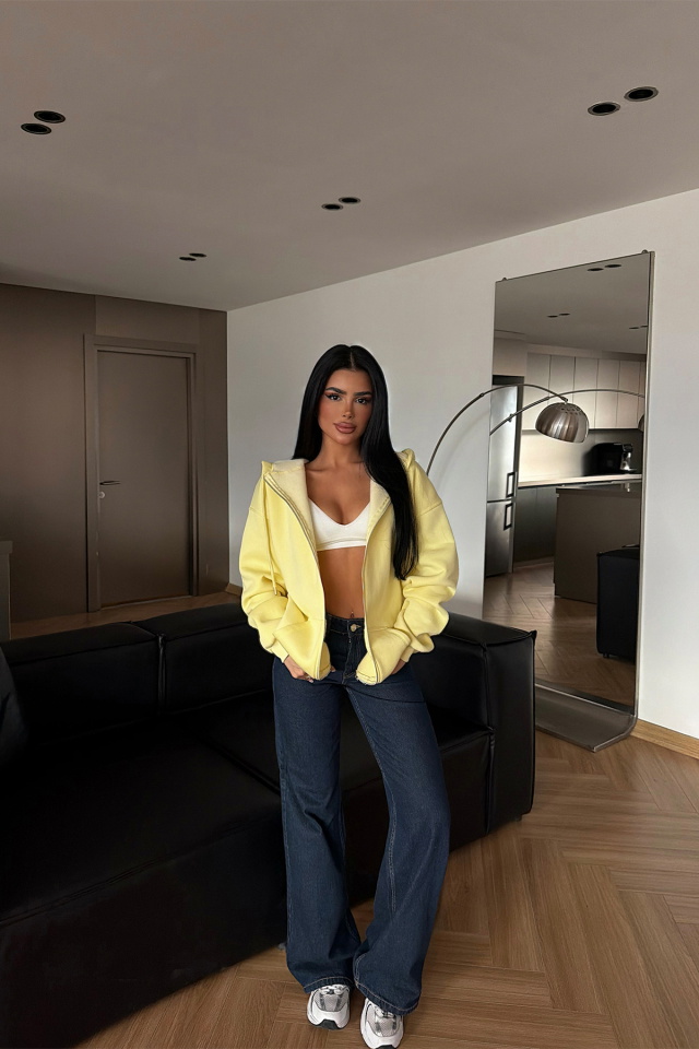 Sarı Medias Kapüşonlu Hırka ATE-4863 - 3